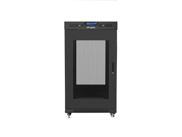 Lanberg rack cabinet 19" free-standing 22U/800x800 (flat pack) with glass door lcd black v2