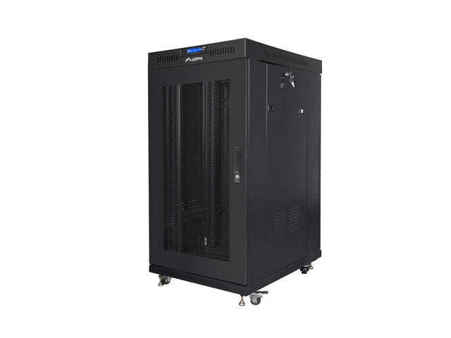 Lanberg rack cabinet 19" free-standing 22U/800x800 (flat pack) with glass door lcd black v2