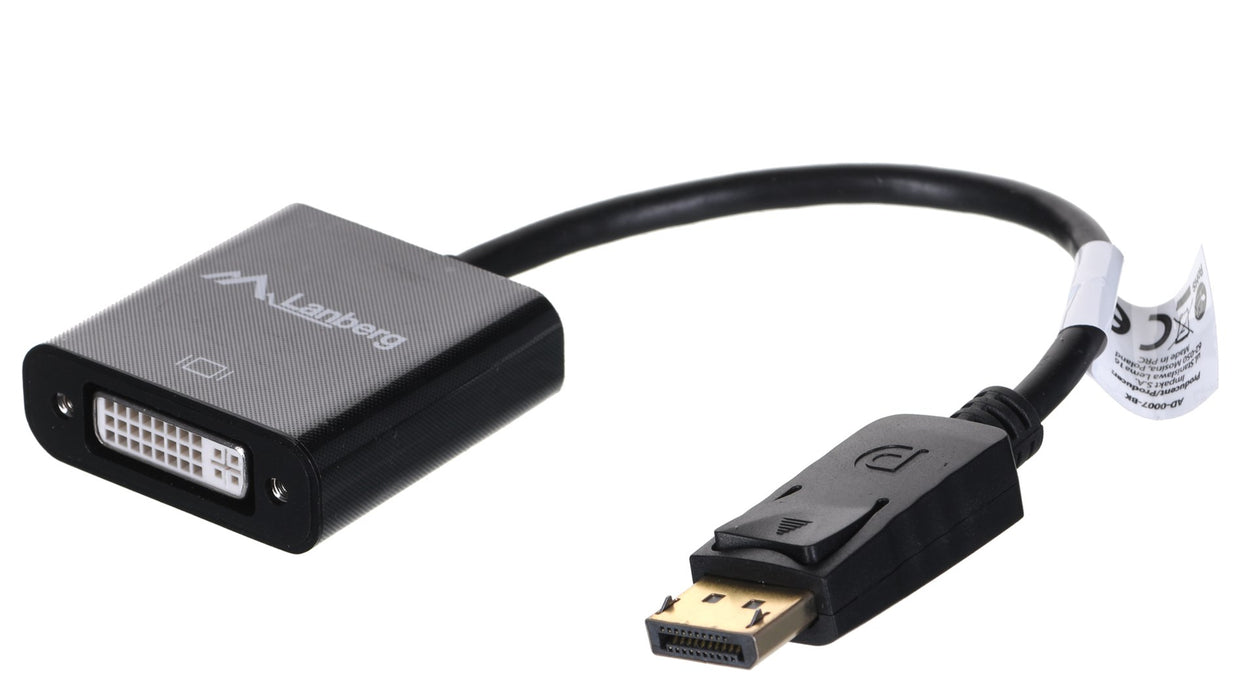 Lanberg adapter display port (m) -> DVI-I (f) (24+5) dual link, 10cm cable