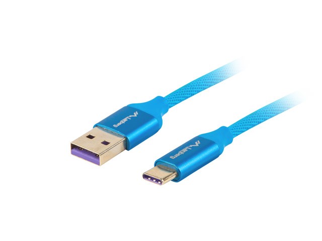 Lanberg USB-C(M) ->  USB-A (M) 2.0 cable 1m, blue premium 5A