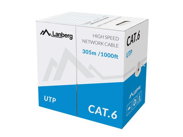 Lanberg LAN cable CAT.6 utp 305m solid cu grey cpr + fluke passed