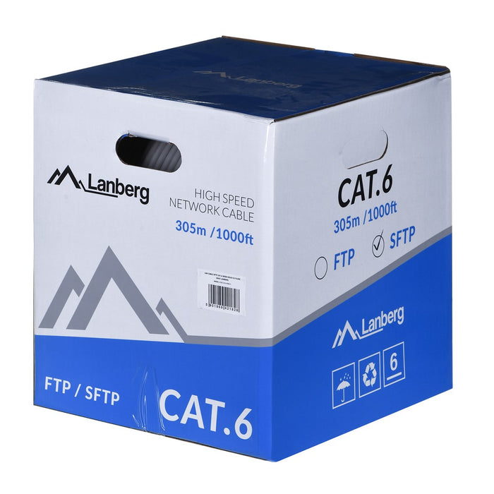 Lanberg LAN cable CAT.6 sftp 305m solid cu grey cpr + fluke passed