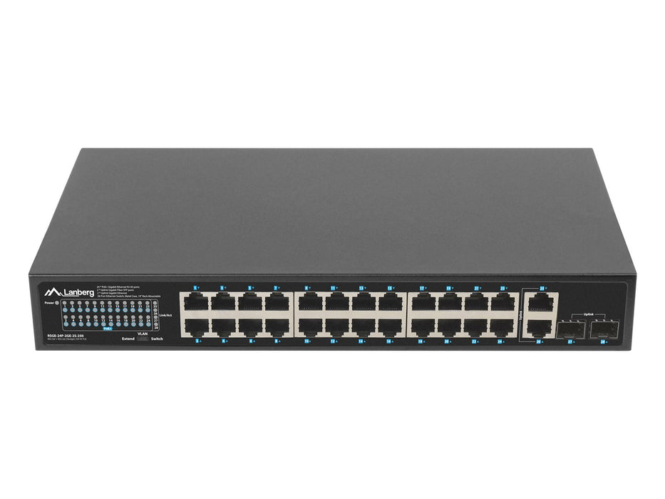 Lanberg switch 24x 1GB poe+/2x GB 2x sfp rack 19" gigabit ethernet 250w