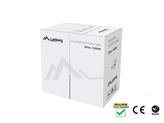 Lanberg LAN cable CAT.5e utp 305m solid cu black fluke
