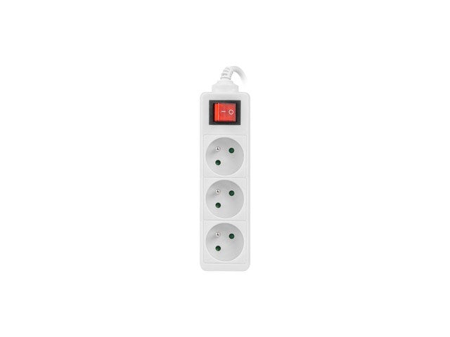 Lanberg power strip 3m, 3 sockets, french with circuit breaker quality-grade copper cable, white