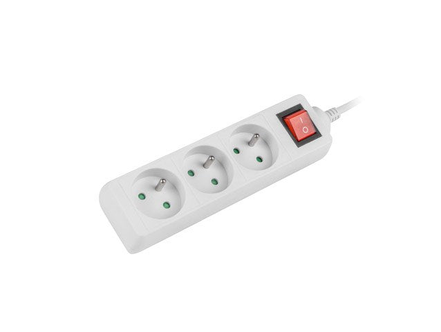 Lanberg power strip 3m, 3 sockets, french with circuit breaker quality-grade copper cable, white