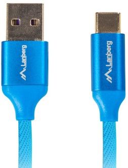 Lanberg USB-C(M) ->  USB-A (M) 2.0 cable 1m, blue premium QC 3.0