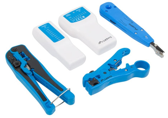 Lanberg  network toolkit with RJ45 RJ11 cable tester, crimping, stripping and lsa-insertion tool