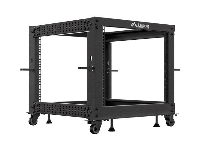 Lanberg open rack 19" 9U 600x600-1100 adjustable, black