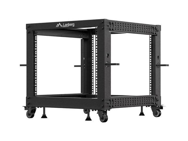 Lanberg open rack 19" 9U 600x600-1100 adjustable, black