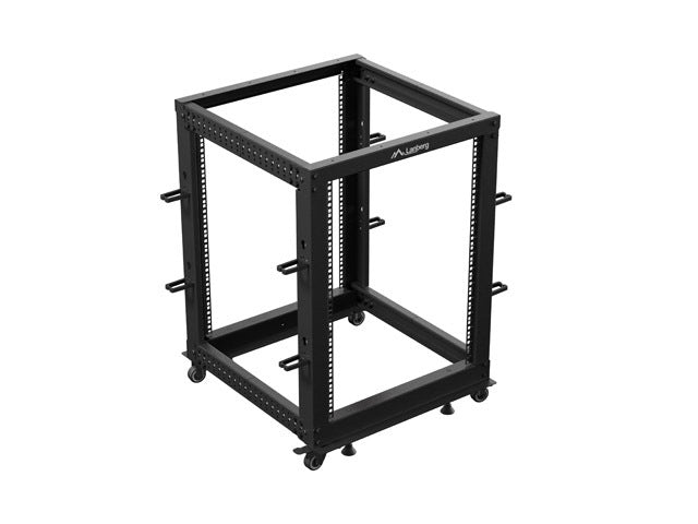 Lanberg open rack 19" 15U 600x600-1100 adjustable black