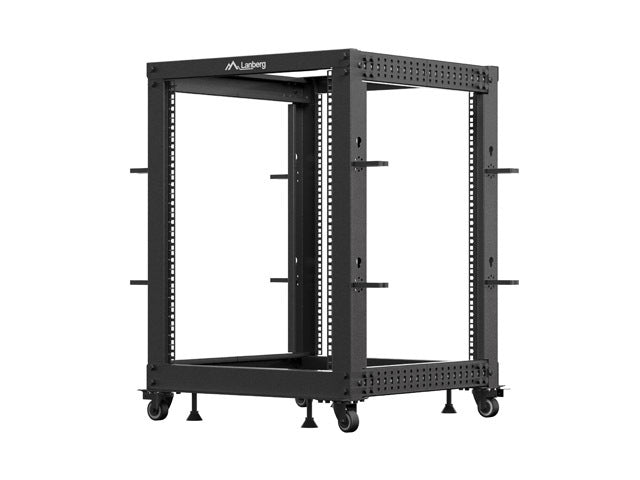 Lanberg open rack 19" 15U 600x600-1100 adjustable black