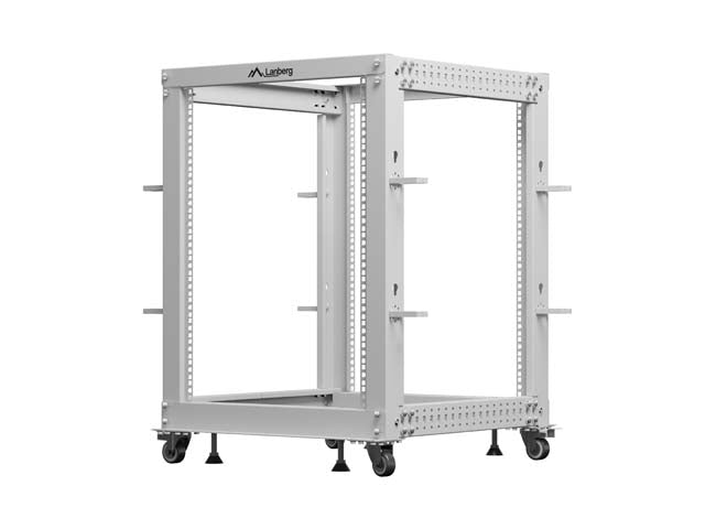 Lanberg open rack 19" 15U 600x600-1100 adjustable, grey