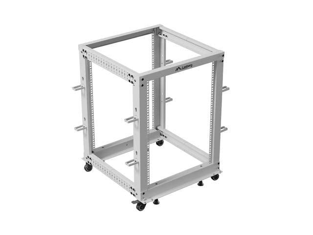 Lanberg open rack 19" 15U 600x600-1100 adjustable, grey
