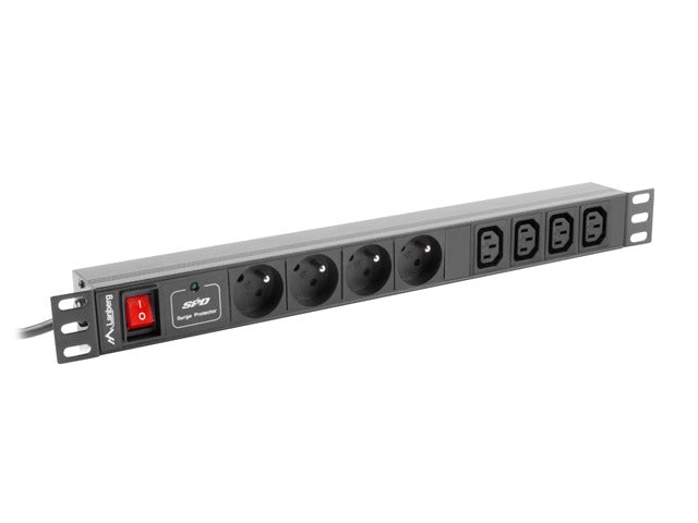 Lanberg power distribution unit (PDU) 19"1U 16A 8 SOCKETS 2M, black
