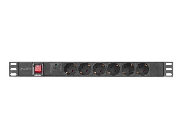 Lanberg power distribution unit (pdu) 19" 1U 16a 2m 6x schuko outlets black