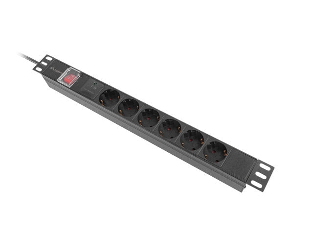 Lanberg power distribution unit (pdu) 19" 1U 16a 2m 6x schuko outlets black