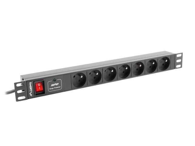 Lanberg power distribution unit (PDU) 19"1U 16A 7 SOCKETS 2M, black