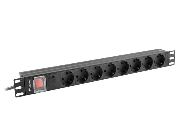 Lanberg power distribution unit (pdu) 19" 1U 16a 2m 8x schuko outlets black