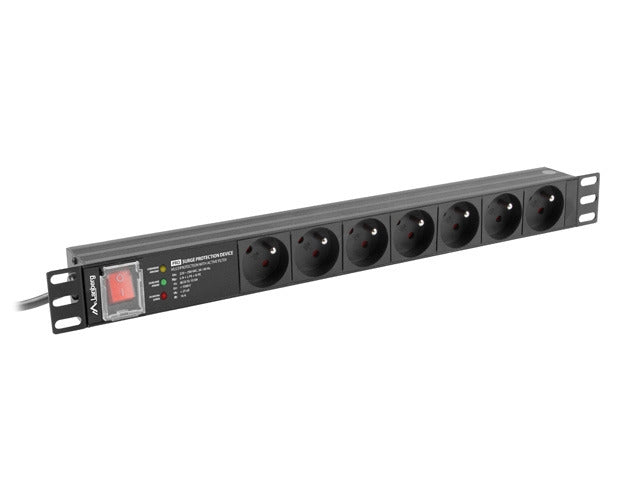 Lanberg power distribution unit (PDU) PRO 19" 1U 16A 2M 7X FRENCH OUTLETS SPD-3MP Black