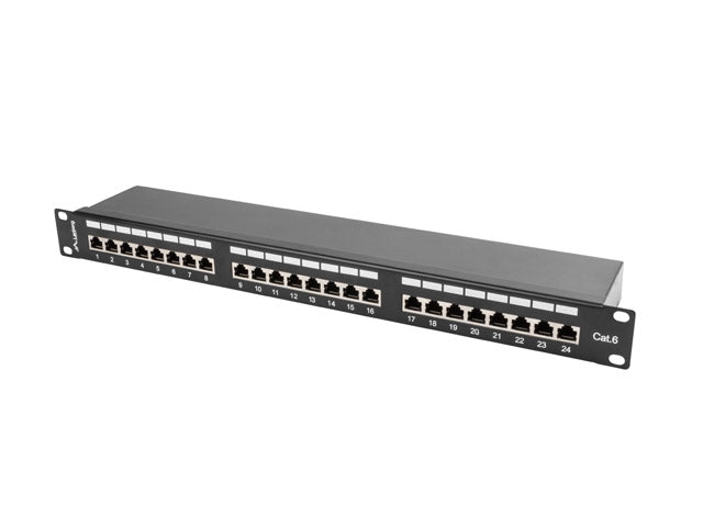 Lanberg patch panel 24 port 1U CAT.6 shielded, black