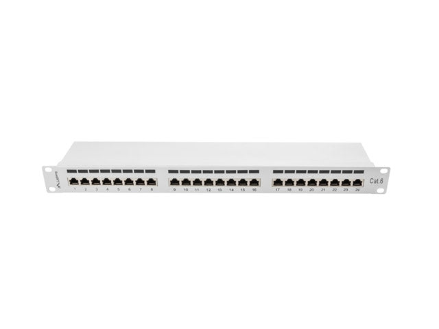 Lanberg patch panel 24 port 1U CAT.6 shielded, grey