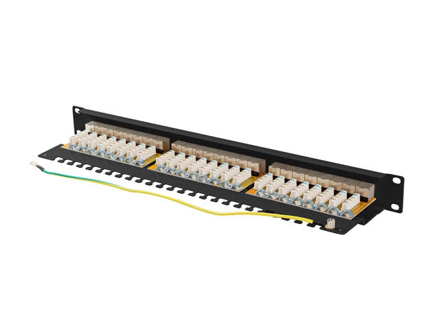 Lanberg patch panel 24 port 1U 19" CAT.6a ftp with cable organizer shielded black