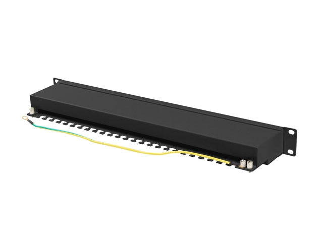 Lanberg patch panel 24 port 1U 19" CAT.6a ftp with cable organizer shielded black