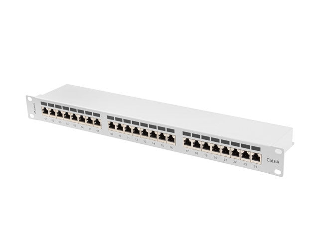 Lanberg patch panel 24 port 1U 19" CAT.6a ftp with cable organizer shielded grey
