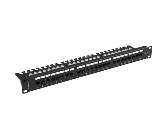 Lanberg patch panel 24 port 1U 19" CAT.6 utp with cable organizer black