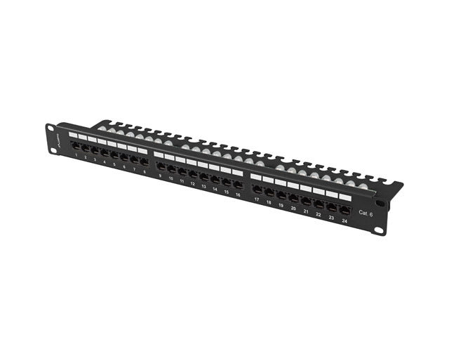 Lanberg patch panel 24 port 1U 19" CAT.6 utp with cable organizer black