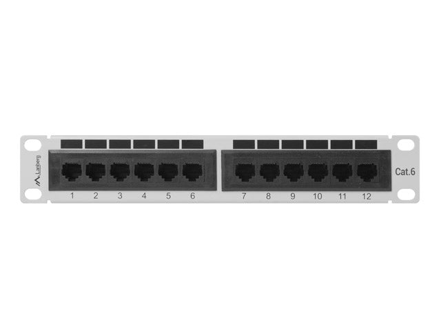 Lanberg patch panel 12port 1U 10" CAT.6, grey