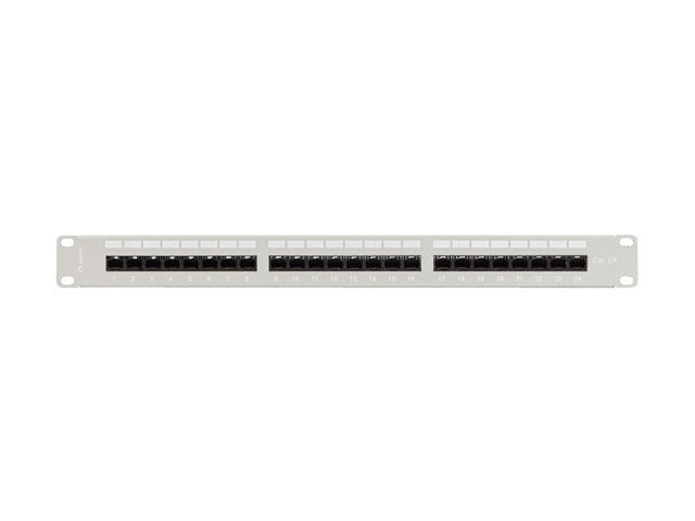Lanberg patch panel 24 port 1U 19" CAT.6a utp with cable organizer grey