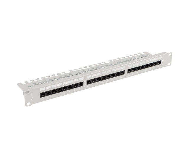 Lanberg patch panel 24 port 1U 19" CAT.6a utp with cable organizer grey