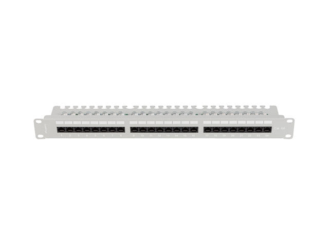 Lanberg patch panel 24 port 1U 19" CAT.6a utp with cable organizer grey