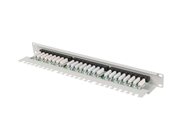 Lanberg patch panel 24 port 1U 19" CAT.6a utp with cable organizer grey