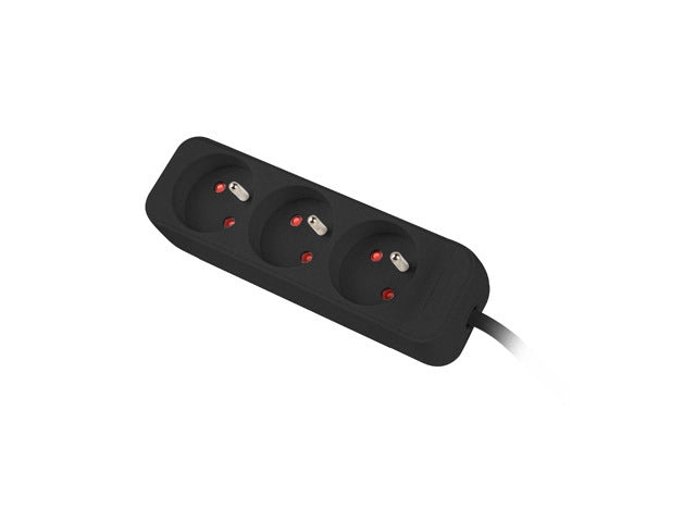Lanberg power strip 1.5m, 3 sockets, french quality-grade copper cable, black