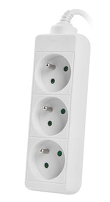 Lanberg power strip 3m, 3 sockets, french quality-grade copper cable, white