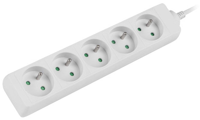 Lanberg power strip 1.5m, 5 sockets, french quality-grade copper cable, white