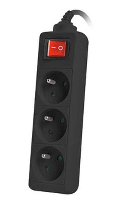 Lanberg power strip 3m, 3 sockets, french with circuit breaker quality-grade copper cable, black