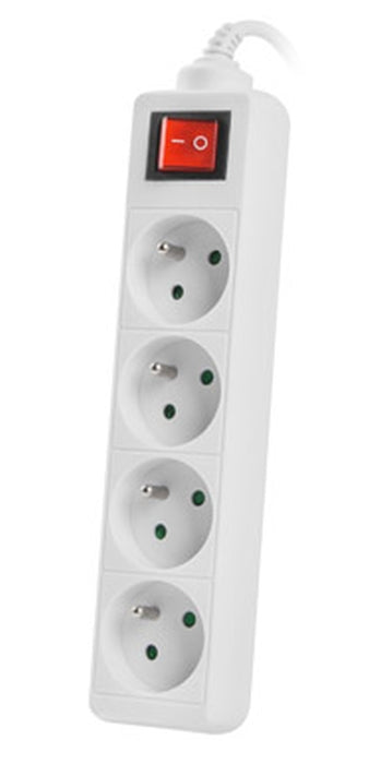 Lanberg power strip 1.5m, 4 sockets, french with circuit breaker quality-grade copper cable, white