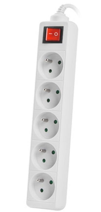 Lanberg power strip 1.5m, 5 sockets, french with circuit breaker quality-grade copper cable, white