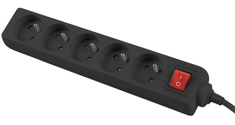 Lanberg power strip 3m, 5 sockets, french with circuit breaker quality-grade copper cable, black