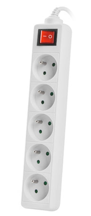 Lanberg power strip 3m, 5 sockets, french with circuit breaker quality-grade copper cable, white