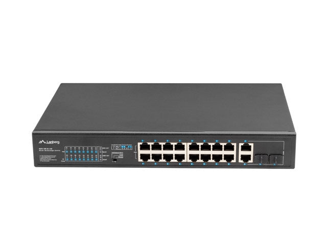 Lanberg switch 16x 100mb poe+/2x 1GB/1x sfp unmanaged rack 10" & 19" gigabit ethernet 150w