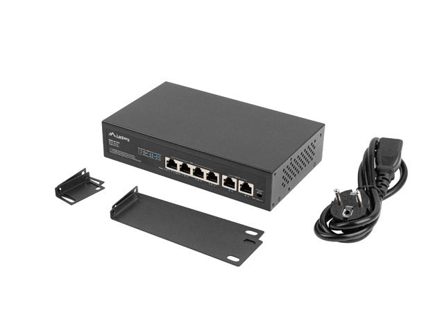 Lanberg switch 4x 100mb poe+/2x 100mb unmanaged rack 10"/19" fast ethernet 60w