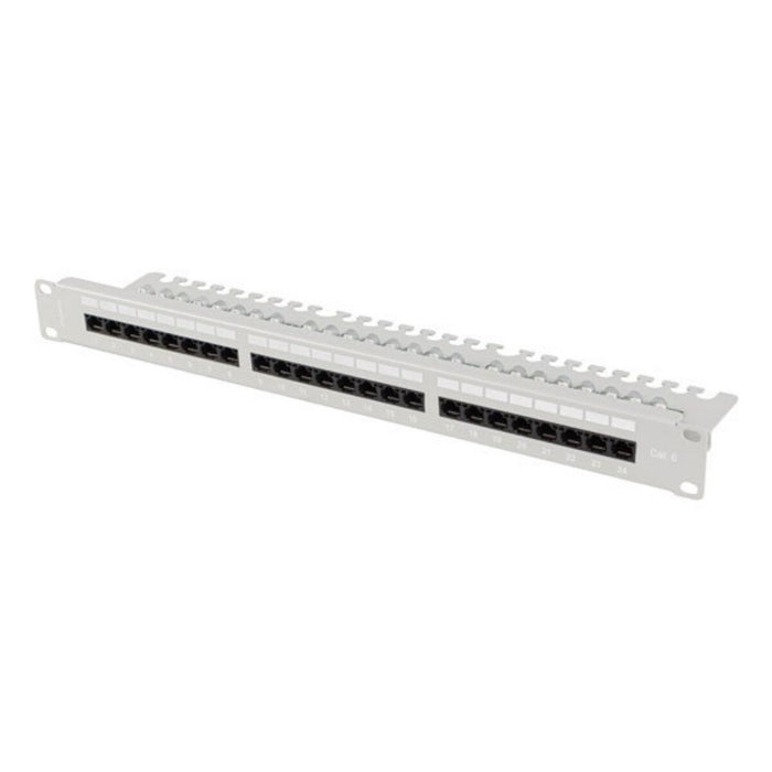 Lanberg patch panel 24 port 1U 19" CAT.6 utp with cable organizer grey