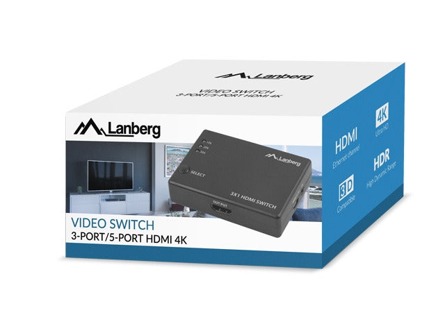 Lanberg Video Switch 3x HDMI + Micro USB port + Remote Controller, black