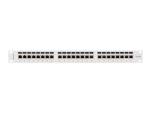 Lanberg patch panel 24 port 1U 19" CAT.6a ftp with cable organizer shielded grey