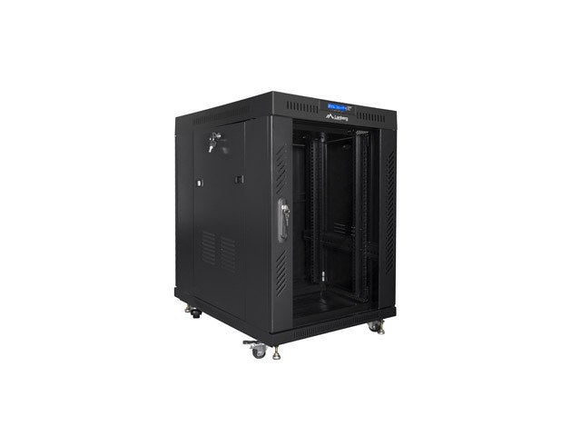 Lanberg rack cabinet 19" free-standing 15U/600x800 (flat pack) with glass door lcd black v2